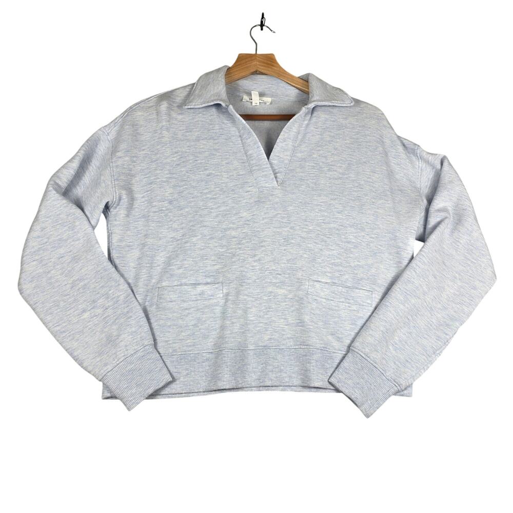 Haven Heather Grey Vneck Collared Sweatshirt